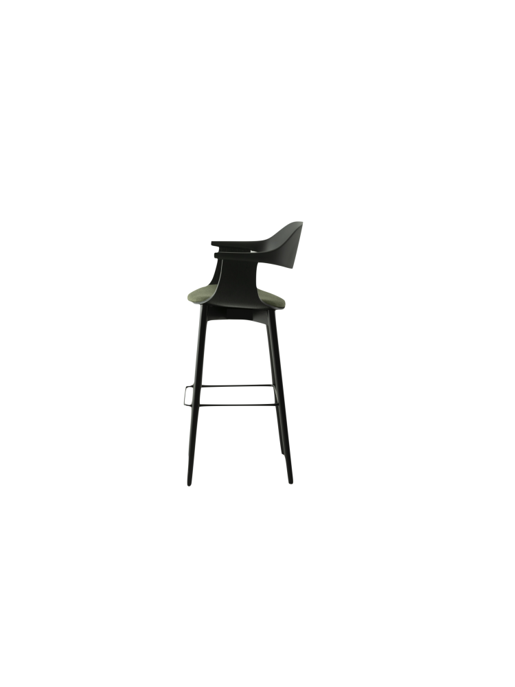 Tabouret Lola avec accoudoirs assise tissu vert | L'Empreinte - Tab...