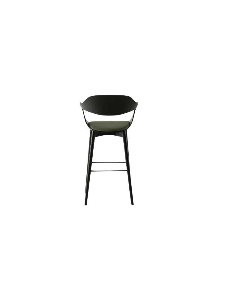 Tabouret Lola avec accoudoirs assise tissu vert | L'Empreinte - Tab...
