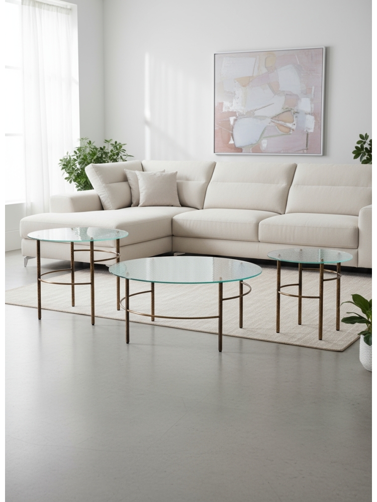 Trio de tables basses en verre bullé | L'Empreinte - Tables basses