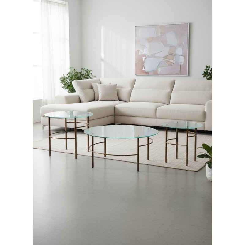 Trio de tables basses en verre bullé