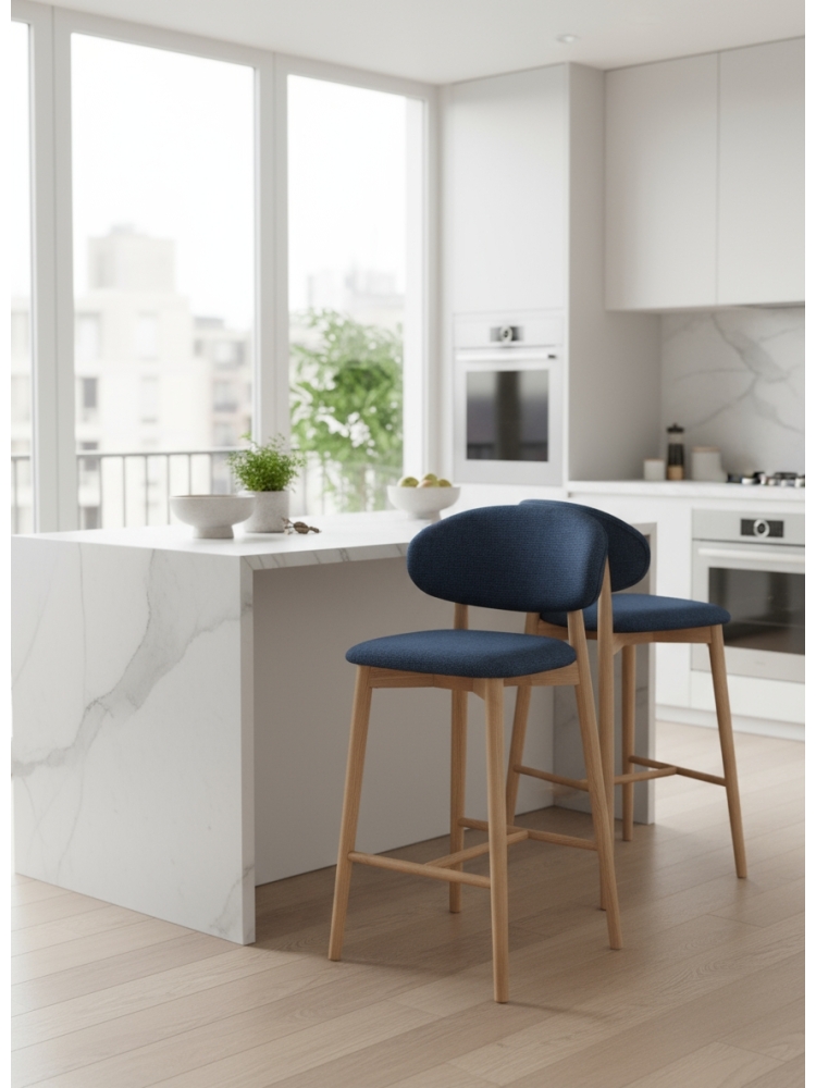 Tabouret Jaspe Naturel & Bleu