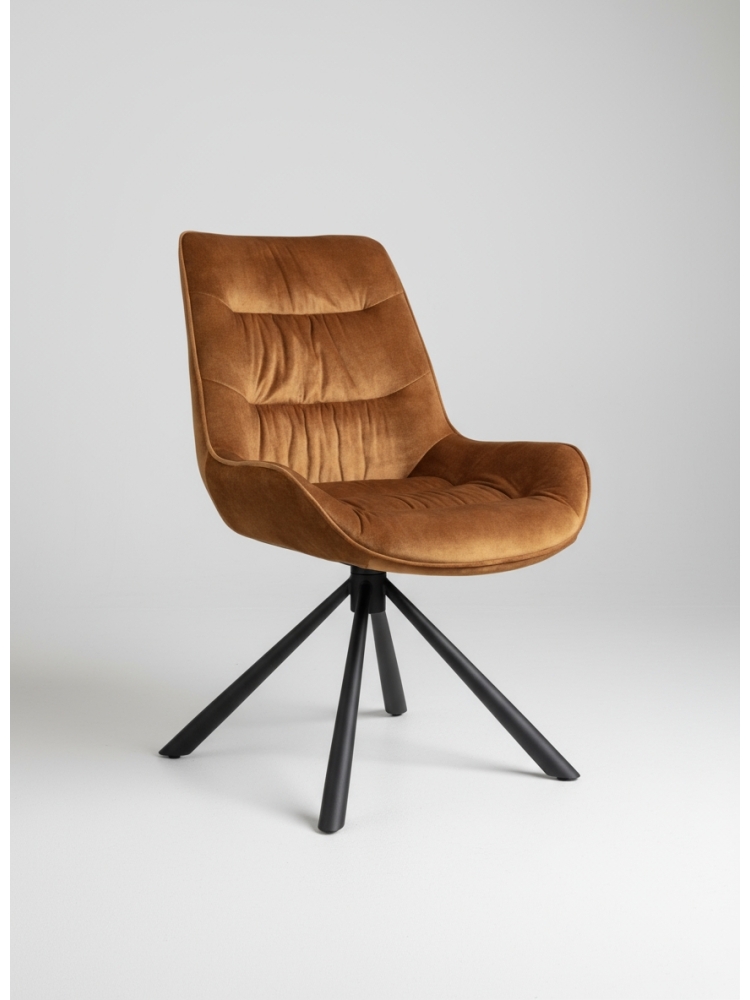 Chaise velvet baquet pivotante Ocre