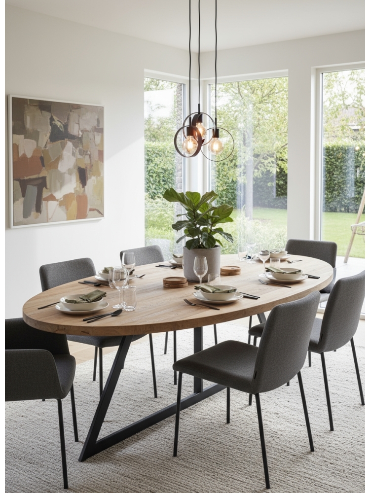 Table ovale Arya pied équerre | L'Empreinte - Tables à manger