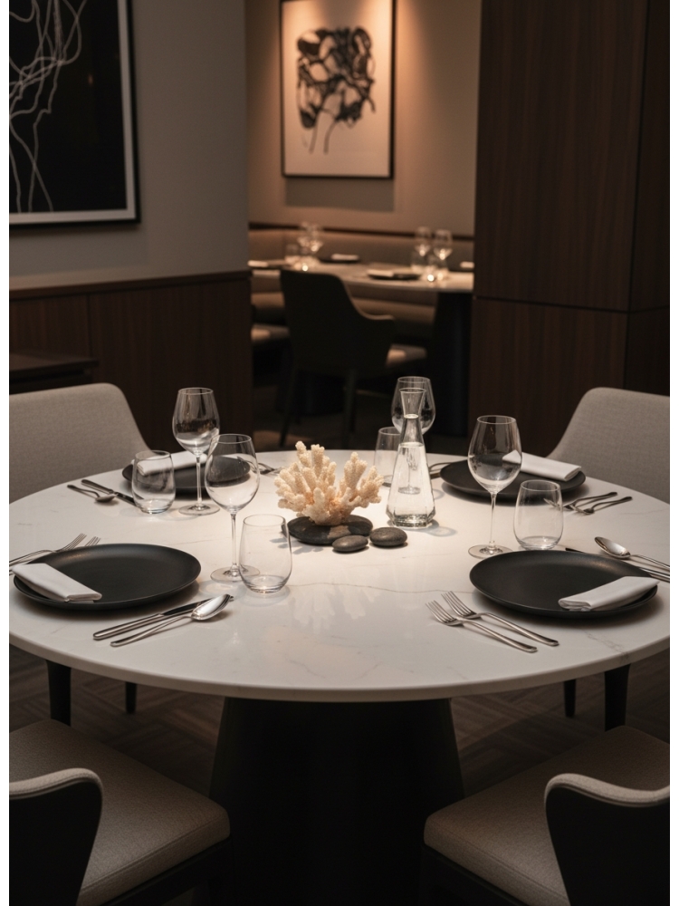 Plateau de table rond marbre artificiel |  - Plateaux de table