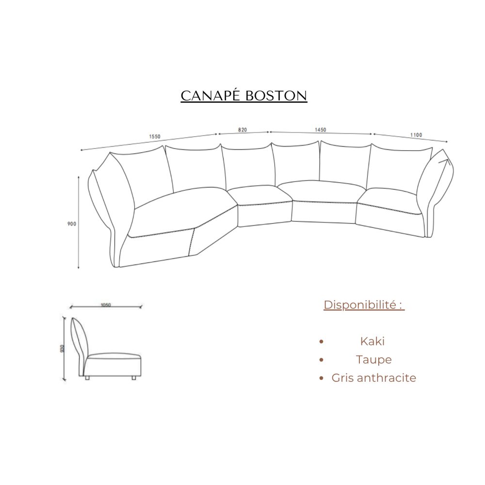 Canapé BOSTON gris |  - Boutique
