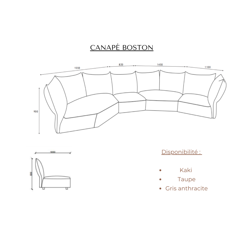Canapé BOSTON gris |  - Boutique