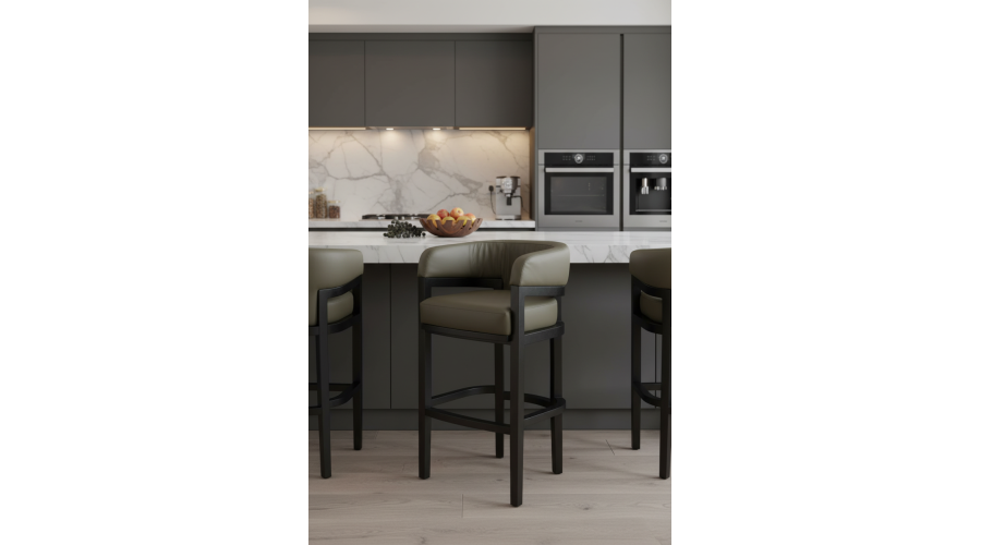 Tabouret Ontario cuir vert olive H75 comptoir