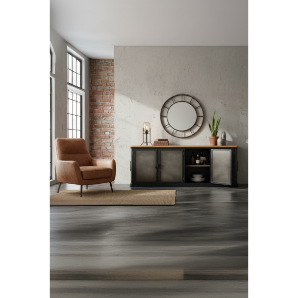 Buffet 4 portes manguier et métal 180cm