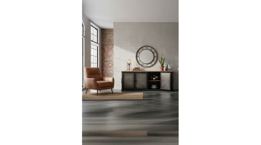 Buffet 4 portes manguier et métal 180cm |  - Buffets