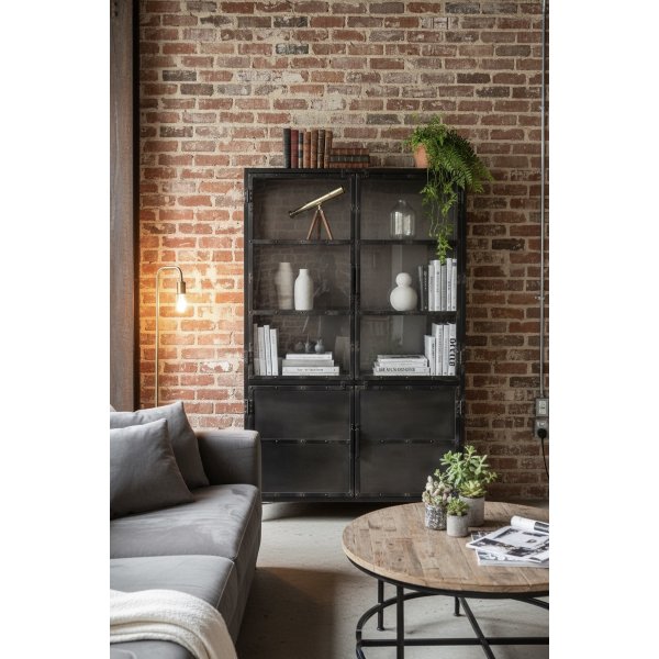 Vitrine industrielle en métal noir et verre – 2 portes