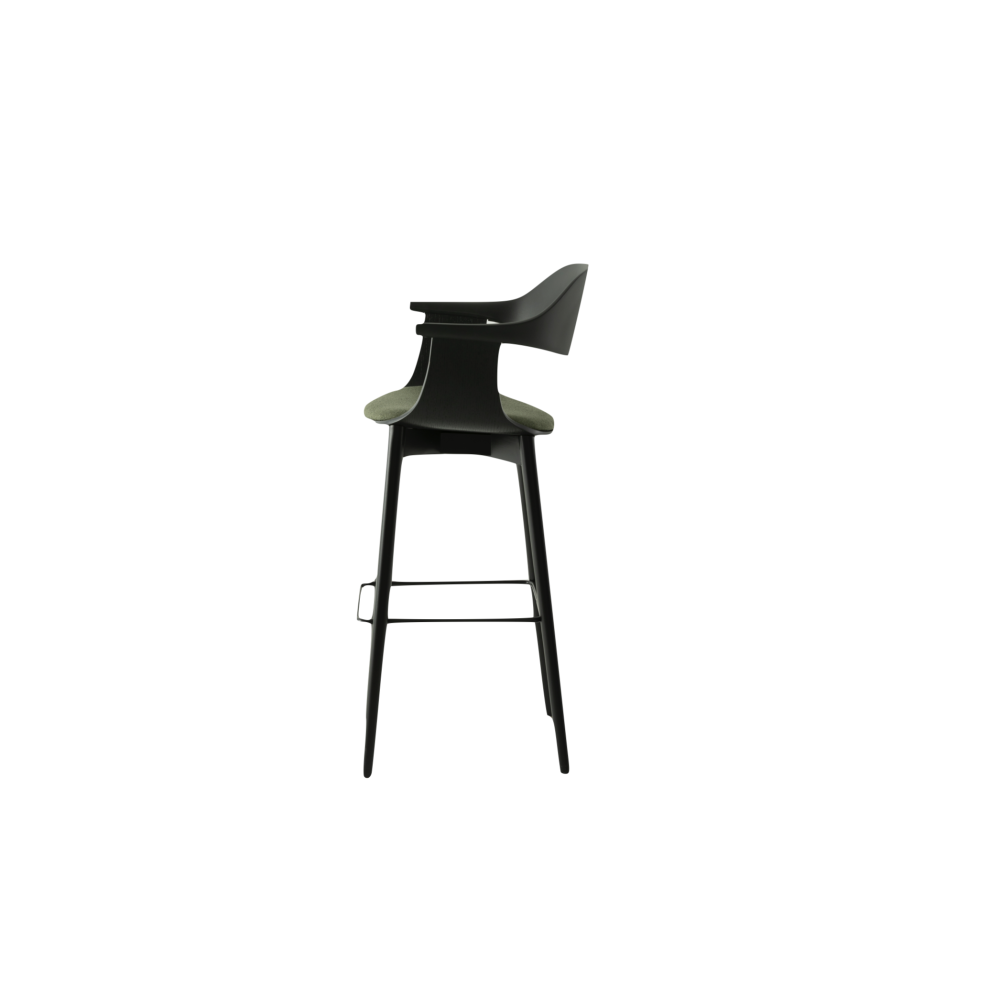 Tabouret Lola avec accoudoirs assise tissu vert | L'Empreinte - Tab...