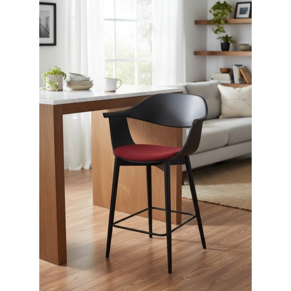 Tabouret Lola avec accoudoirs assise Bordeaux | L'Empreinte - Tabou...
