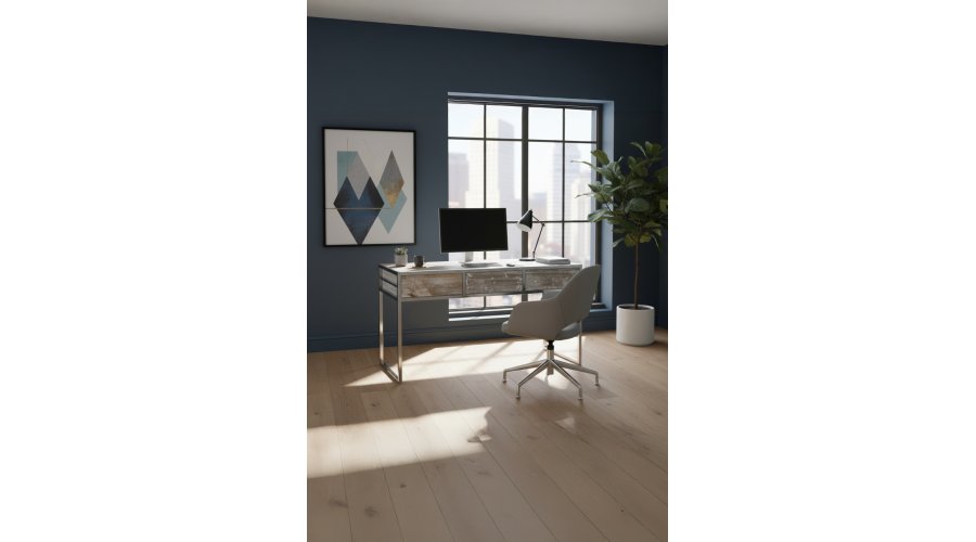 Bureau en orme et inox brillant MIA