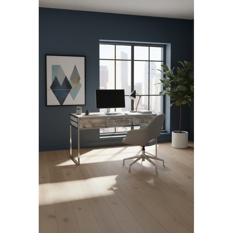 Bureau en orme et inox brillant MIA