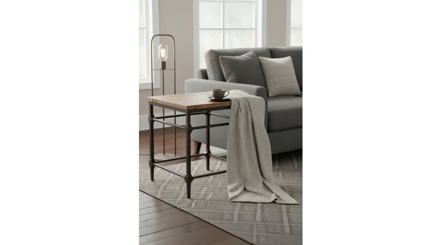 Table basse carré en orme - structure en métal MIA