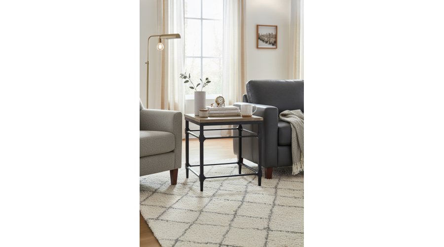 Table basse carré en orme - structure en métal MIA