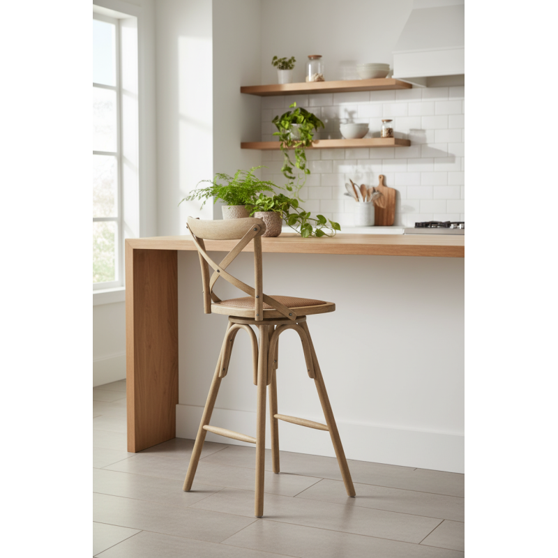 Tabouret pivotant bistrot naturel 75cm comptoir