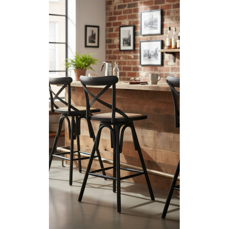 Tabouret pivotant black 75cm comptoir