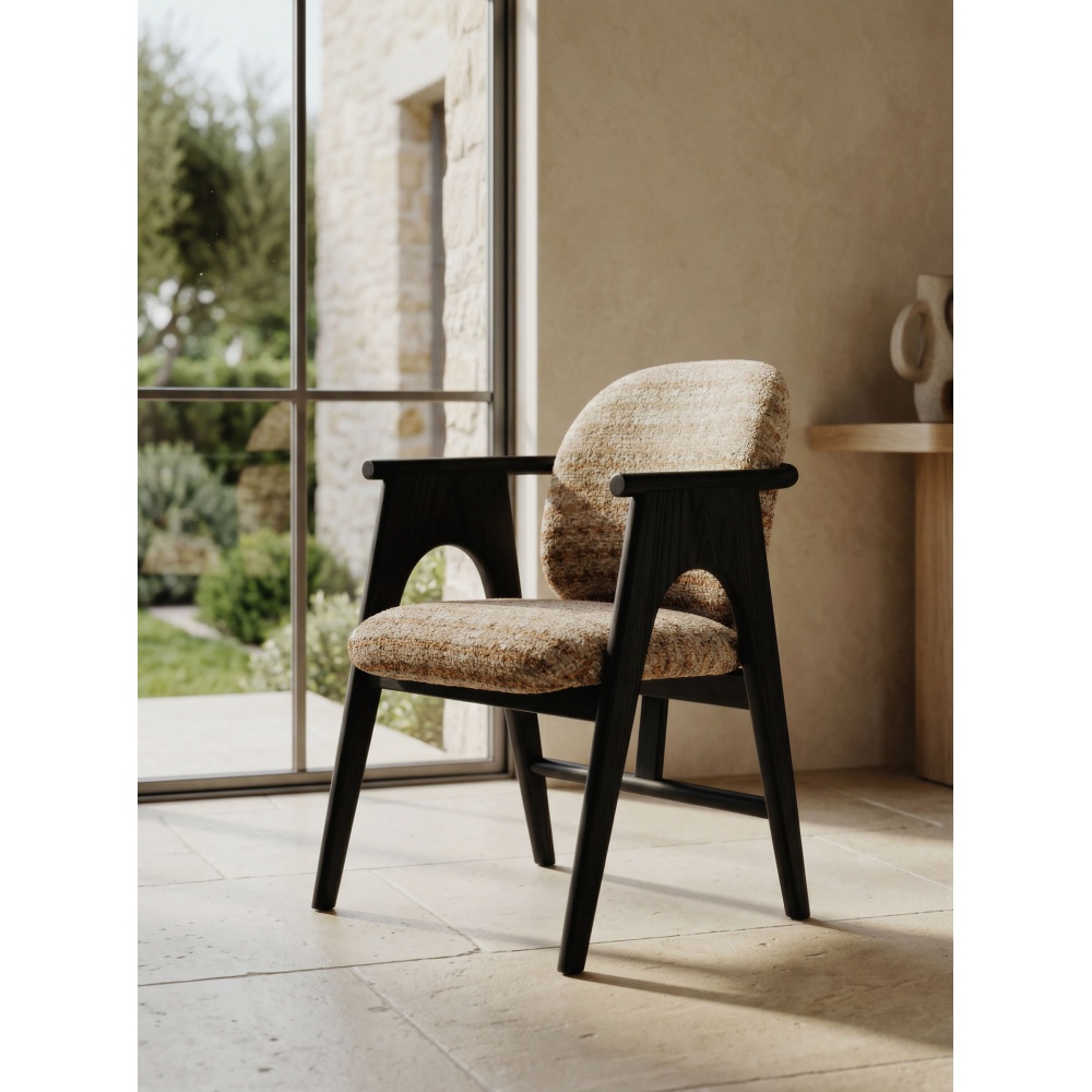 Chaise BOWIE noir & tissu crème