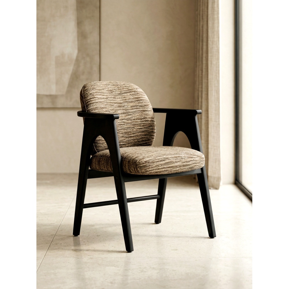 Chaise BOWIE noir & tissu marron
