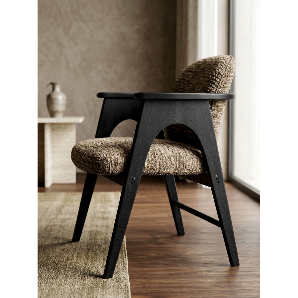 Chaise BOWIE noir & tissu marron