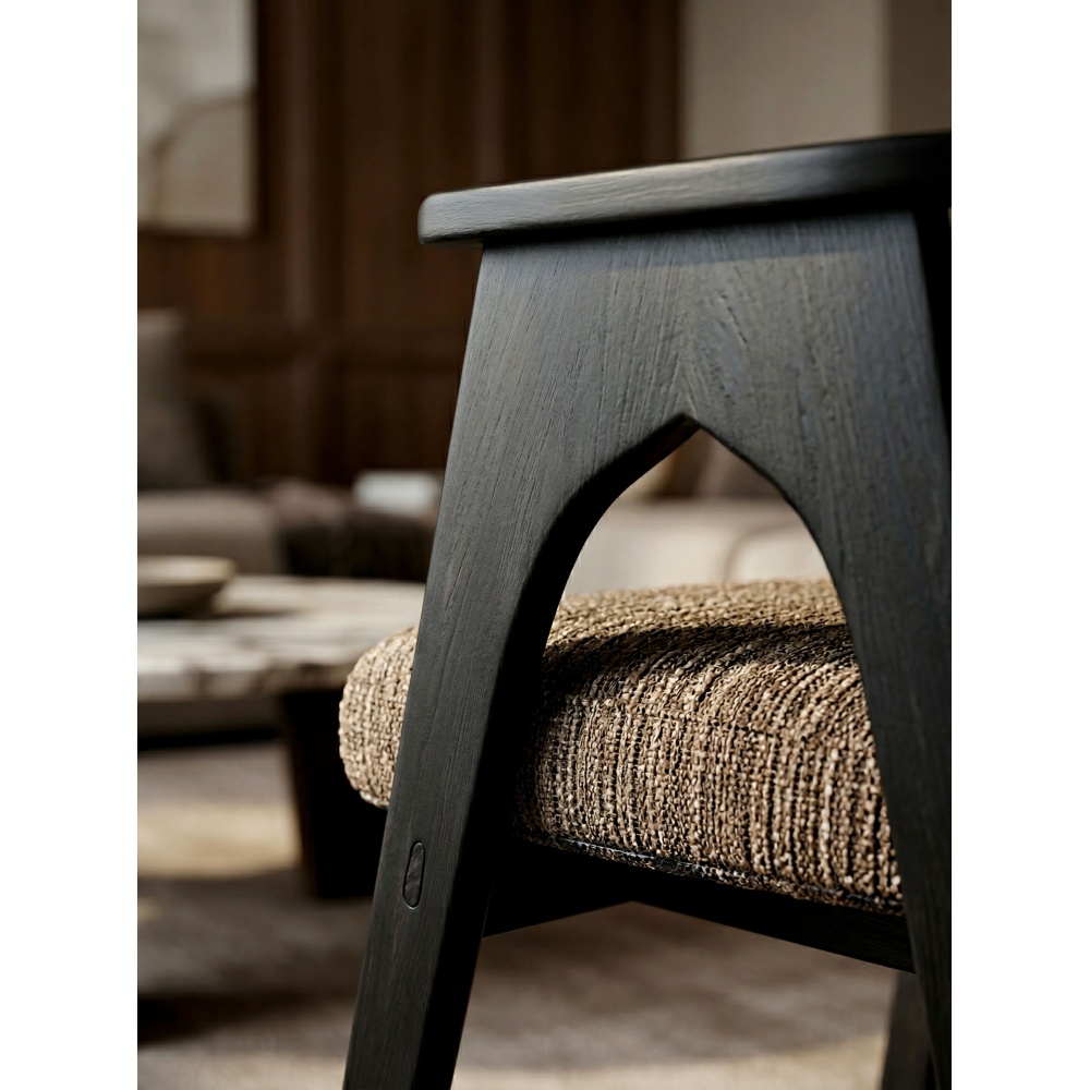 Chaise BOWIE noir & tissu marron