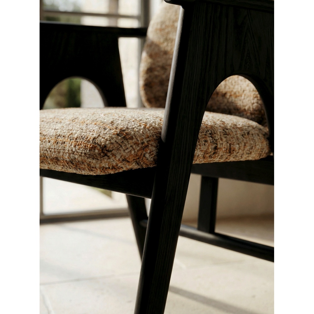 Chaise BOWIE noir & tissu crème