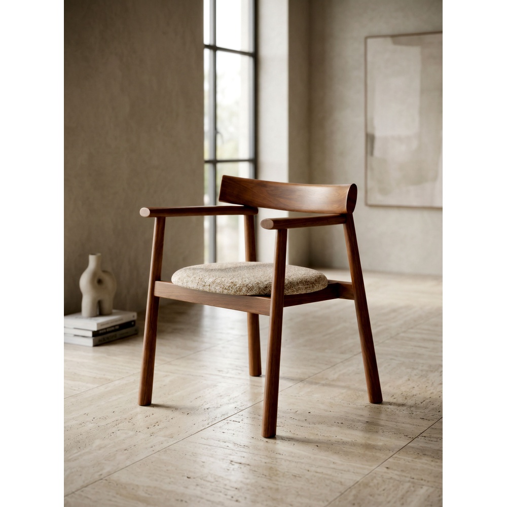 Chaise CANVA walnut & cream