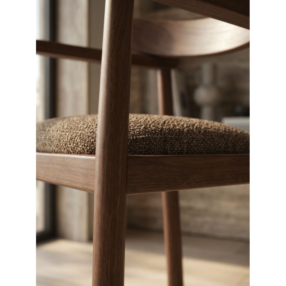Chaise GAIA teinte noyer & tissu marron