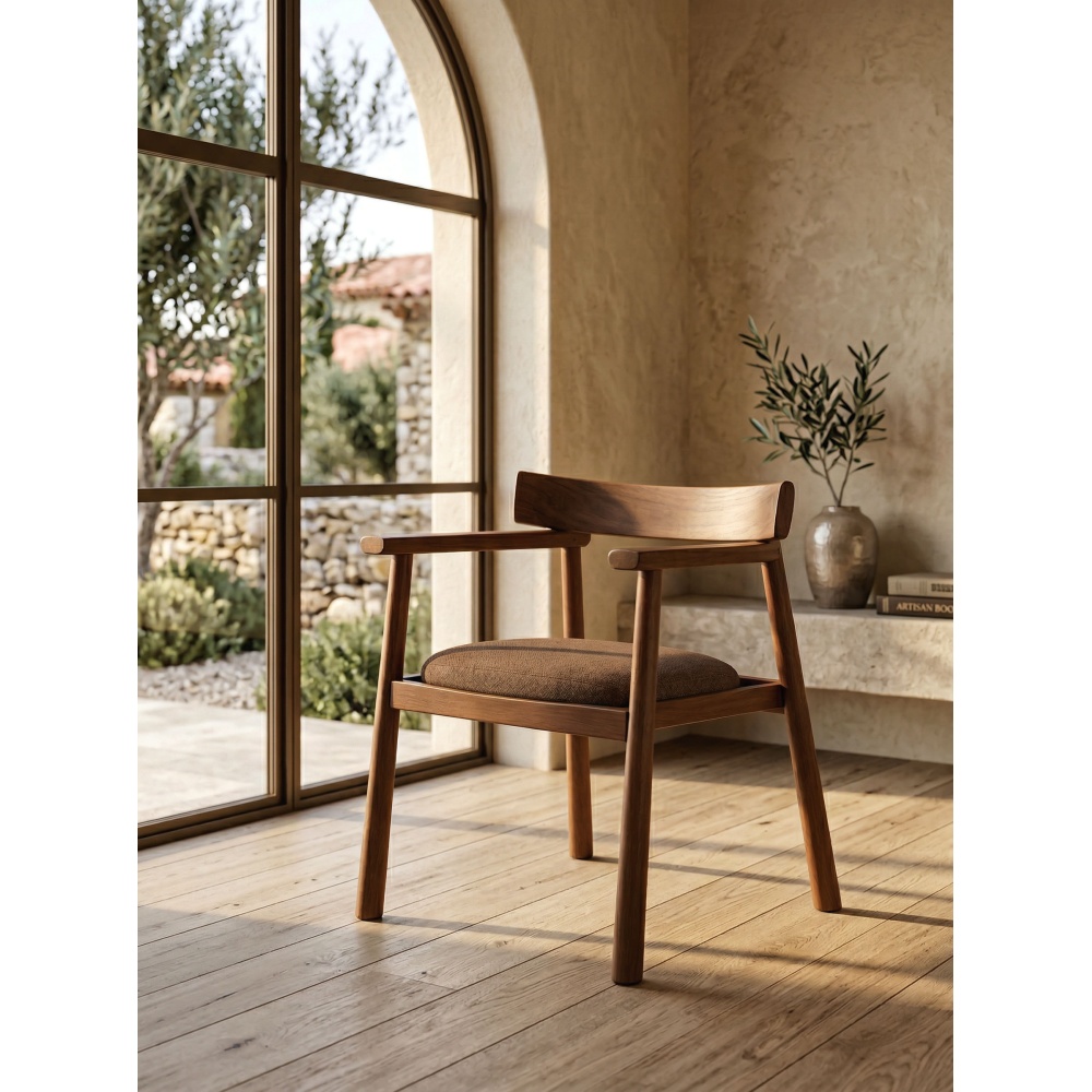 Chaise GAIA teinte noyer & tissu marron