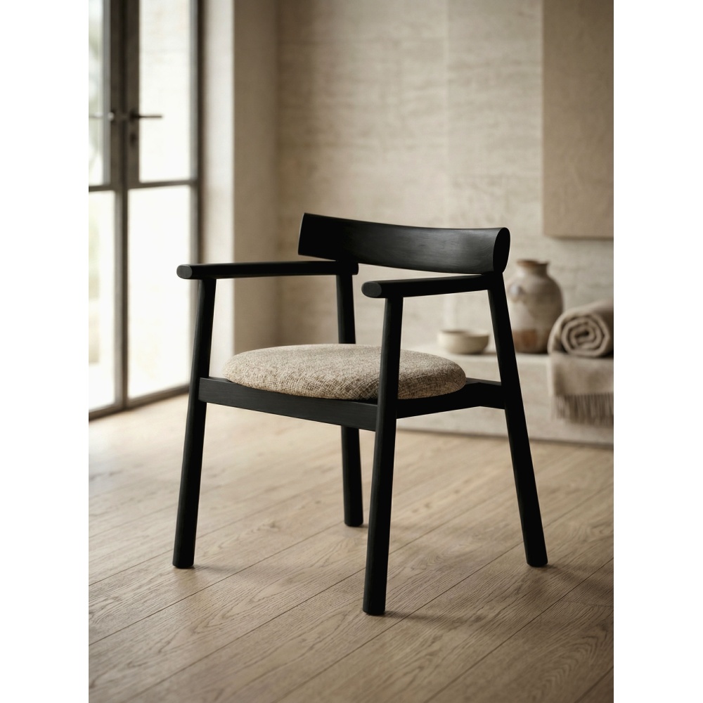 Chaise GAIA noir & tissu crème