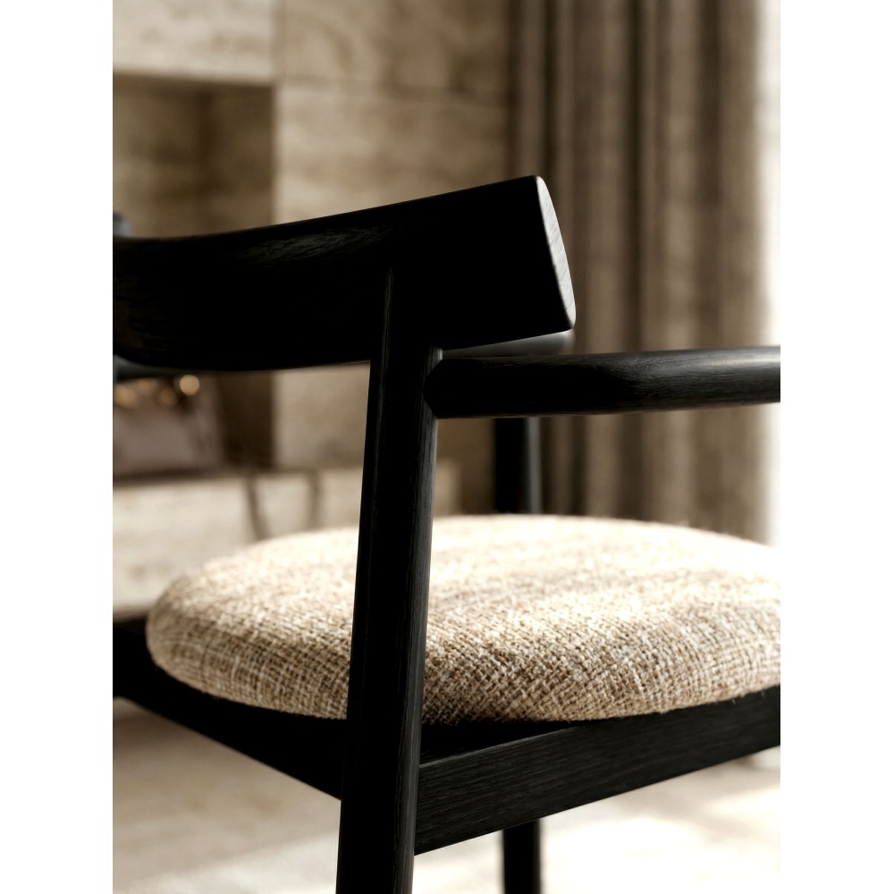 Chaise GAIA noir & tissu crème
