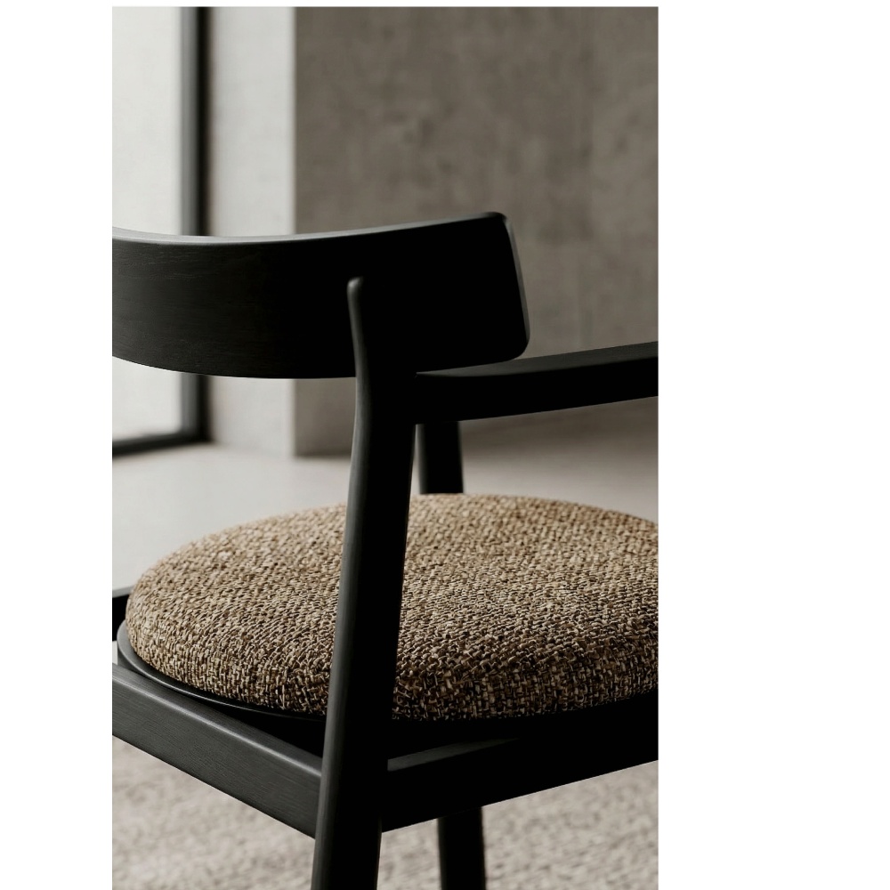 Chaise GAIA noir & tissu marron