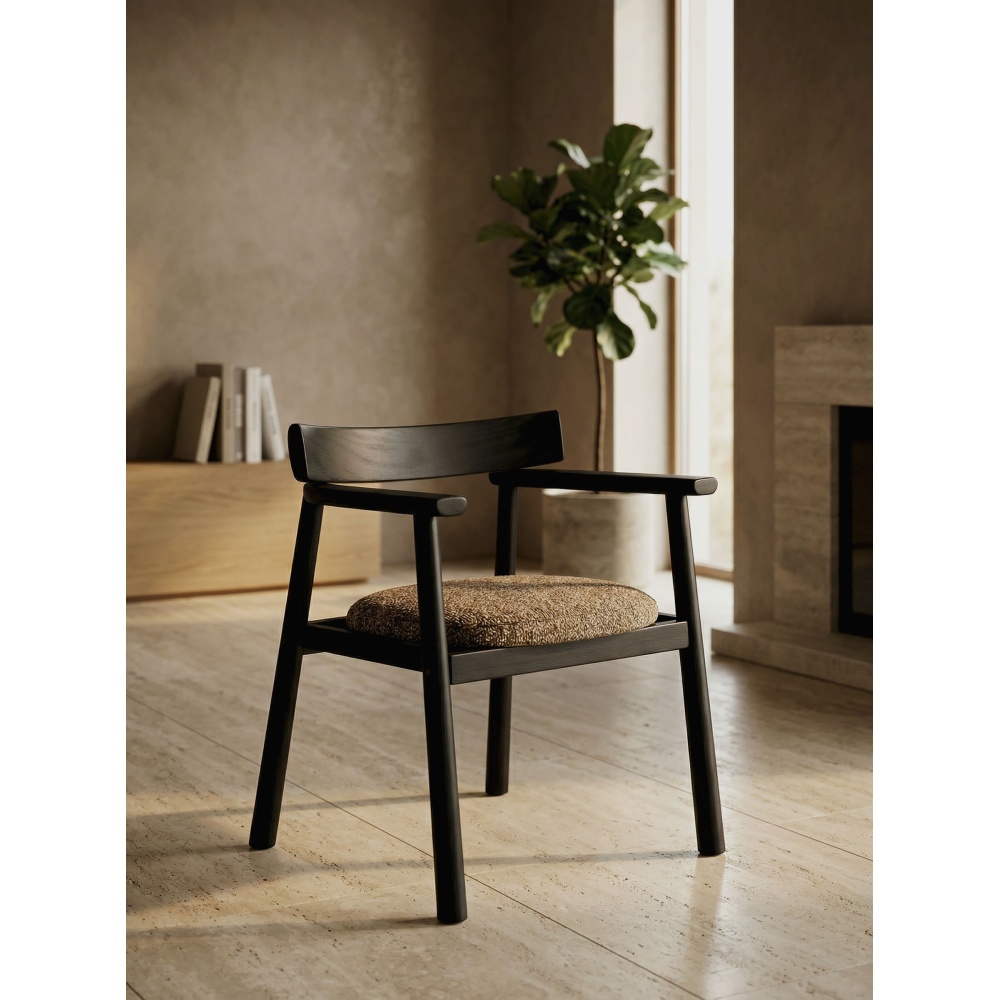 Chaise GAIA noir & tissu marron