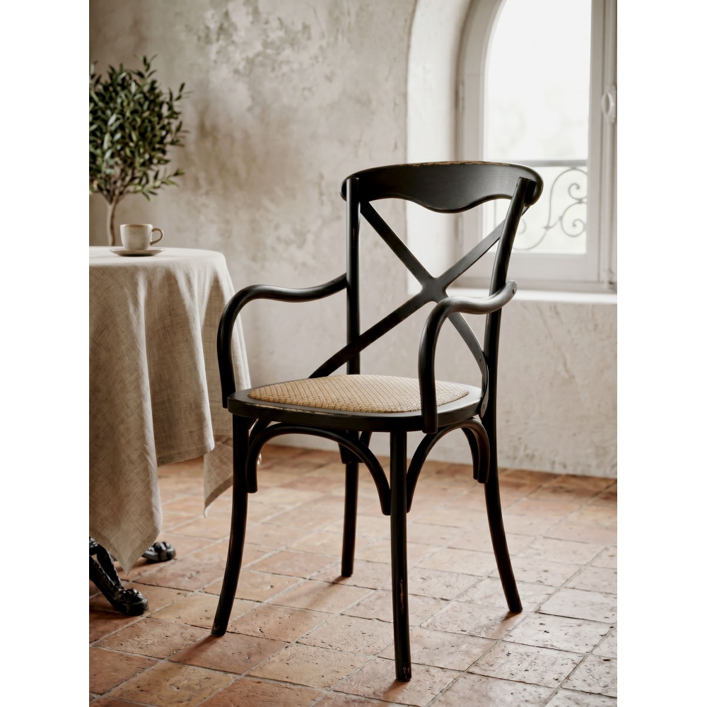 Chaise accoudoir Cassidy black antique |  - Chaises