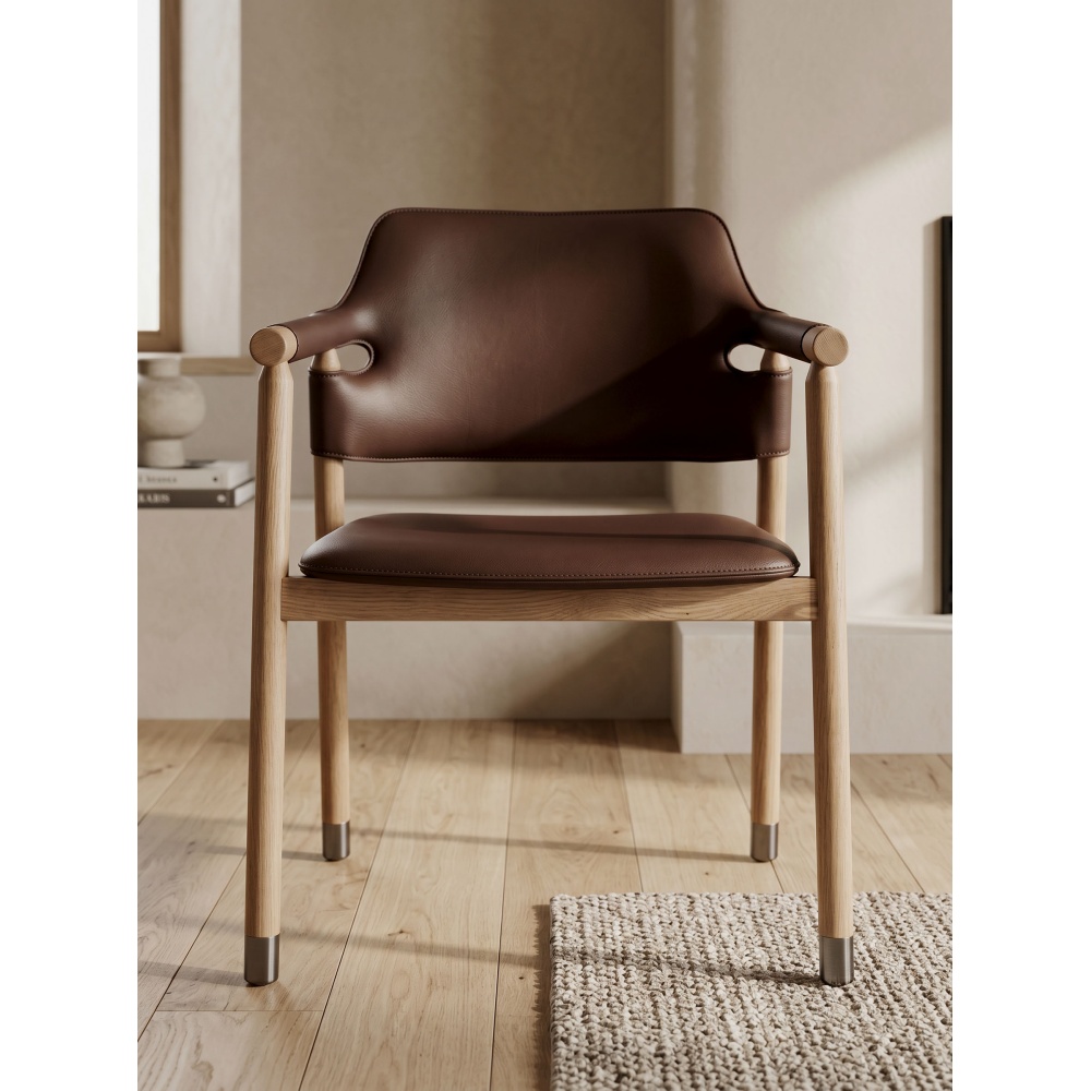 Chaise  AARHUS assise cuir chocolat