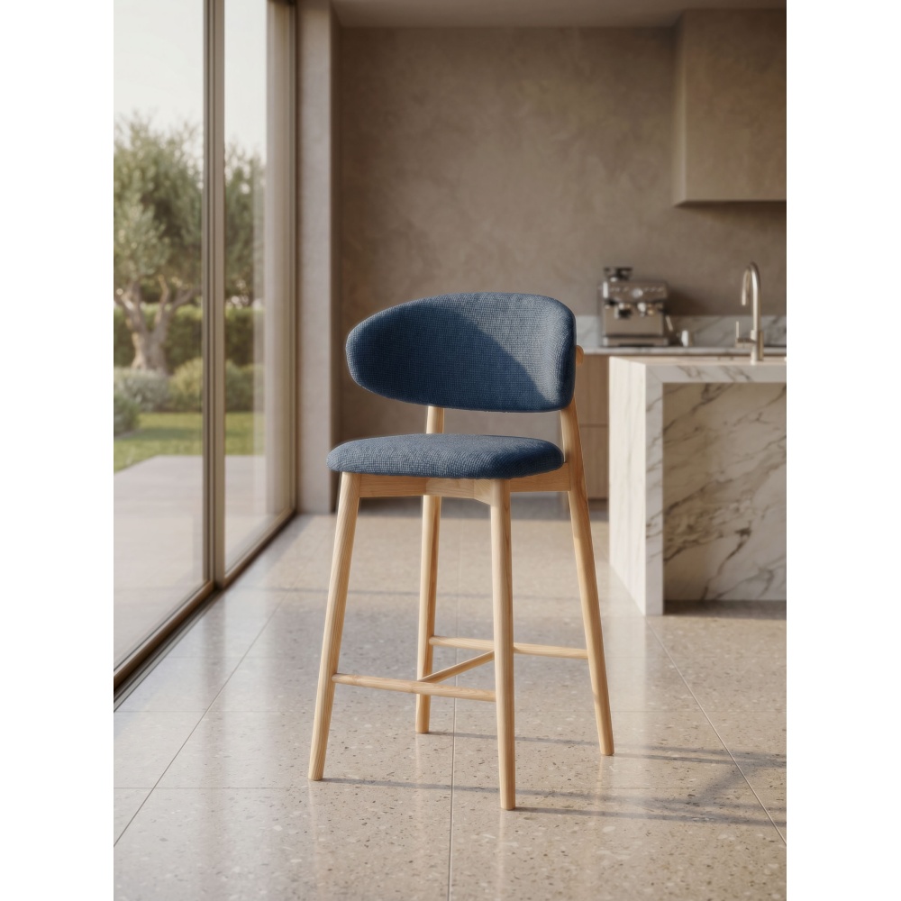 Tabouret Jaspe Naturel & Bleu | L'Empreinte - Boutique