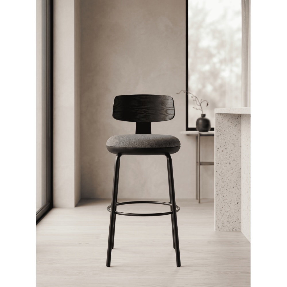 Tabouret Lyna en bois et assise tissu vert | L'Empreinte - Boutique