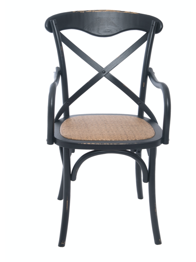 Chaise accoudoir Cassidy black antique |  - Chaises