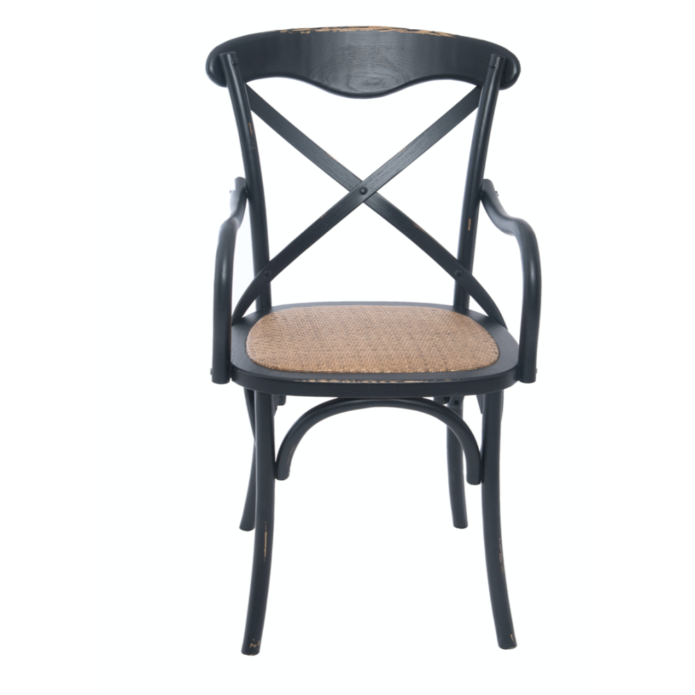 Chaise accoudoir Cassidy black antique |  - Chaises