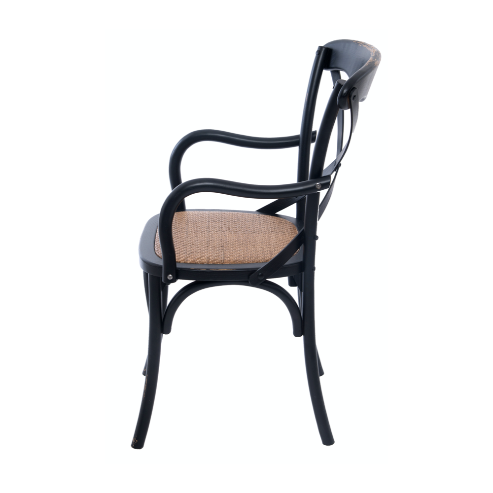 Chaise accoudoir Cassidy black antique |  - Chaises