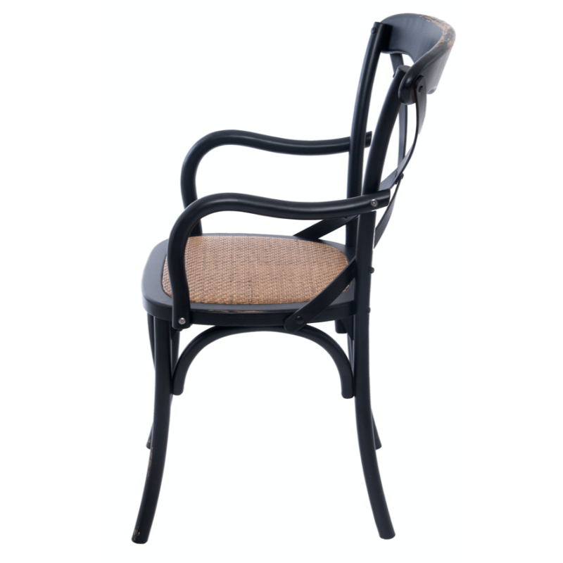 Chaise accoudoir Cassidy black antique |  - Chaises
